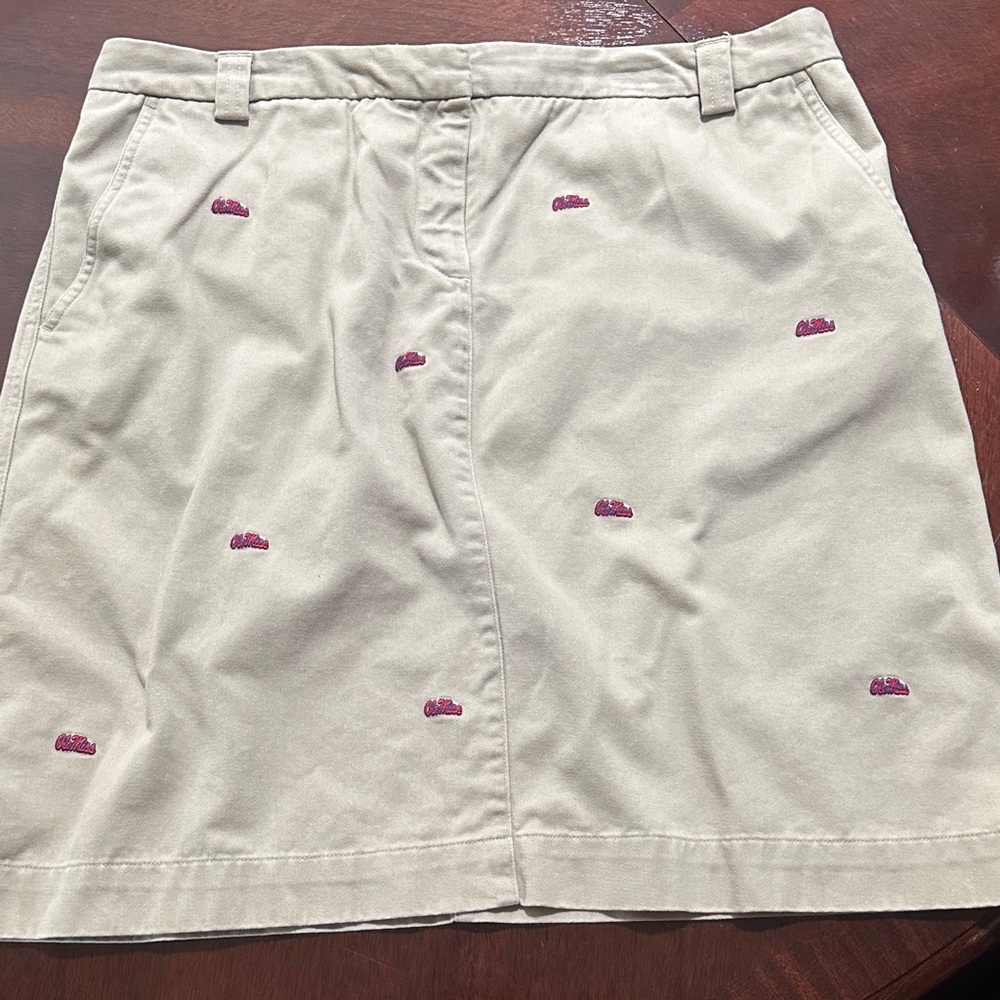 Ole Miss khaki A-Line Skirt with Embroidered Logo 
Worn once Smoke free  home